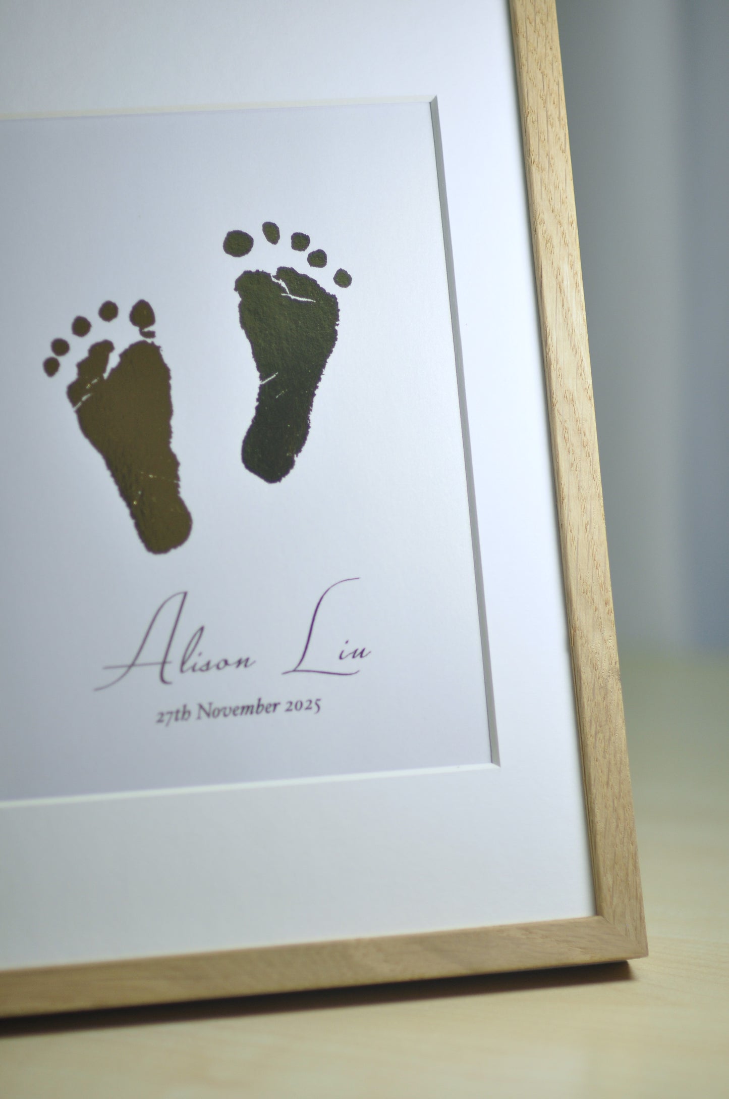 ‌ 金箔手腳印相框(橡木) ｜Hand & Footprint Frame (Oak)