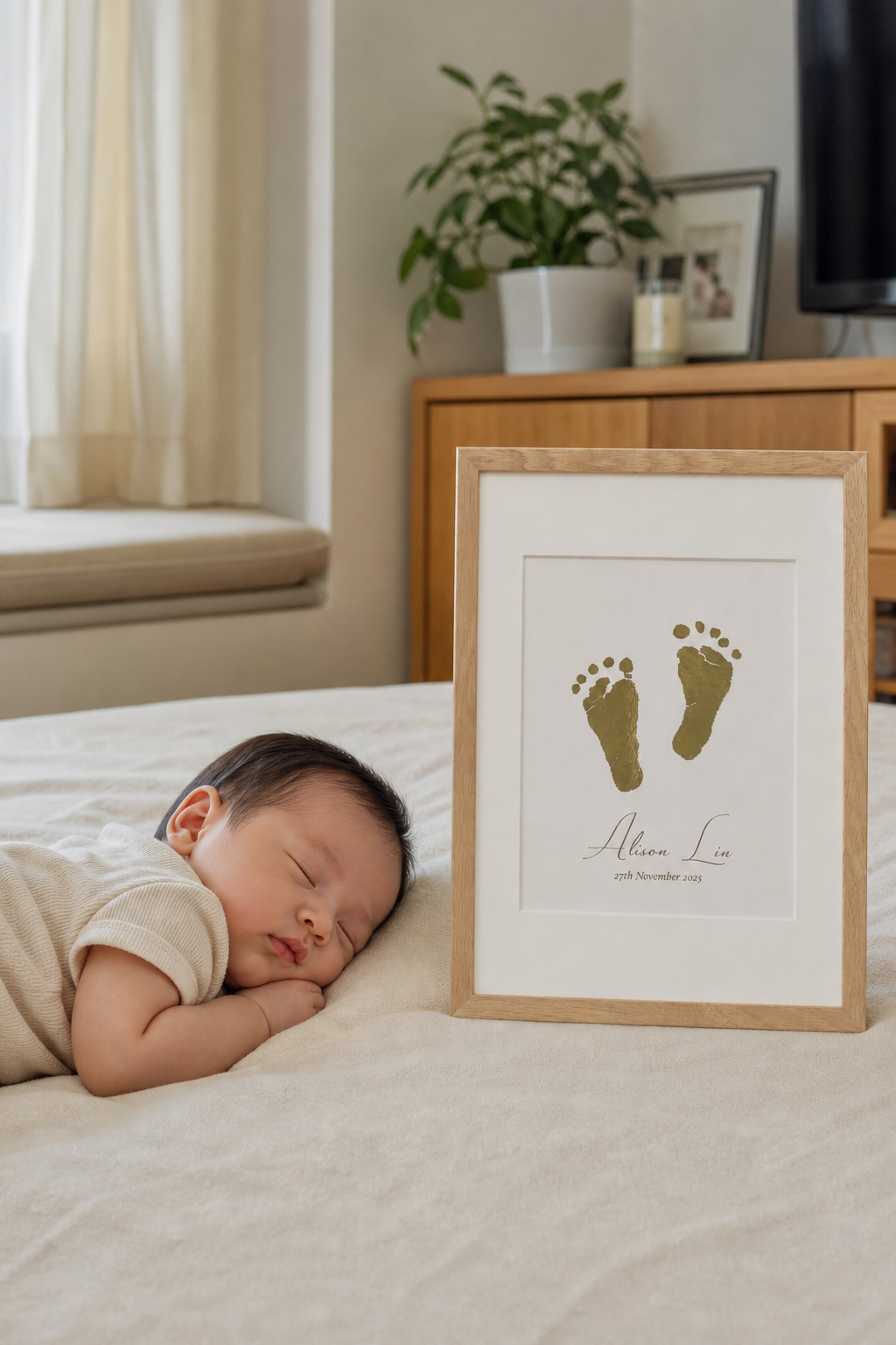 ‌ 金箔手腳印相框(橡木) ｜Hand & Footprint Frame (Oak)