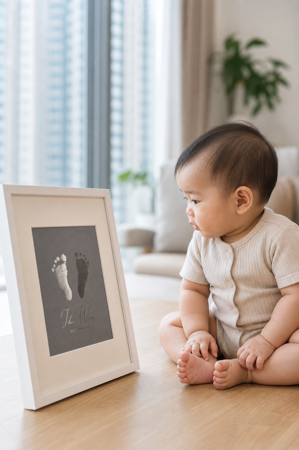 ‌ 金箔手腳印相框(白色)｜ Hand & Footprint Frame (White)